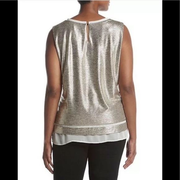 Calvin Klein | Gold Metallic Sleeveless Top Size M - Picture 2 of 6